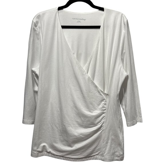 Soft Surroundings New with Tags White Wrap Style Top XLarge Modal Cotton Blend - Picture 1 of 7